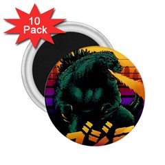 Godzilla Retrowave 2 25  Magnets (10 Pack)  by Cendanart