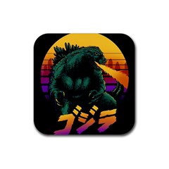 Godzilla Retrowave Rubber Coaster (square)