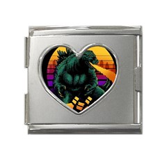 Godzilla Retrowave Mega Link Heart Italian Charm (18mm) by Cendanart