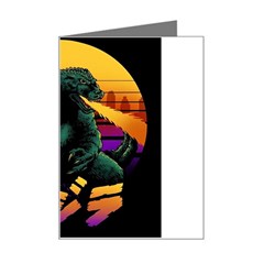 Godzilla Retrowave Mini Greeting Card by Cendanart