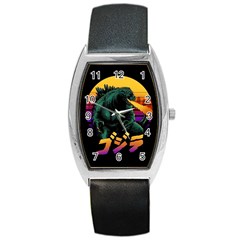 Godzilla Retrowave Barrel Style Metal Watch by Cendanart