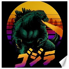 Godzilla Retrowave Canvas 16  X 16  by Cendanart