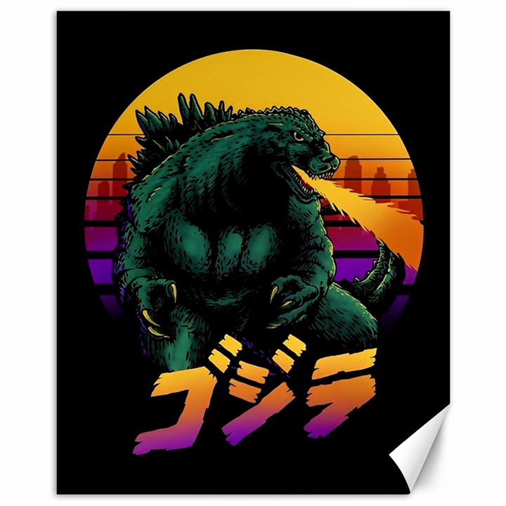 Godzilla Retrowave Canvas 11  x 14 