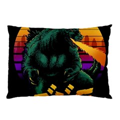 Godzilla Retrowave Pillow Case by Cendanart