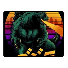 Godzilla Retrowave Fleece Blanket (small) by Cendanart