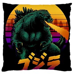 Godzilla Retrowave Large Cushion Case (one Side) by Cendanart