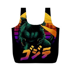 Godzilla Retrowave Full Print Recycle Bag (m) by Cendanart