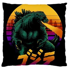 Godzilla Retrowave Standard Premium Plush Fleece Cushion Case (two Sides) by Cendanart