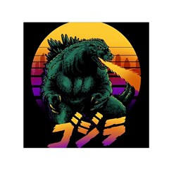 Godzilla Retrowave Square Satin Scarf (30  X 30 ) by Cendanart