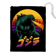 Godzilla Retrowave Drawstring Pouch (4xl) by Cendanart