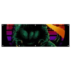 Godzilla Retrowave Banner And Sign 12  X 4  by Cendanart