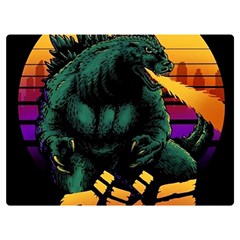 Godzilla Retrowave Two Sides Premium Plush Fleece Blanket (extra Small) by Cendanart