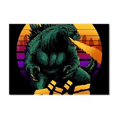 Godzilla Retrowave Crystal Sticker (a4) by Cendanart