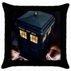 Tardis Bbc Doctor Who Dr Who Throw Pillow Case (black) by Cendanart