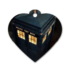 Tardis Bbc Doctor Who Dr Who Dog Tag Heart (one Side) by Cendanart