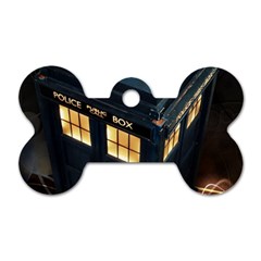 Tardis Bbc Doctor Who Dr Who Dog Tag Bone (one Side) by Cendanart