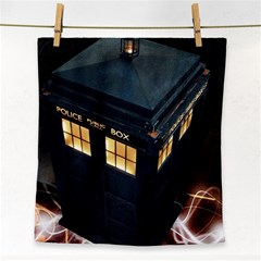 Tardis Bbc Doctor Who Dr Who Face Towel by Cendanart