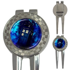 Tardis Doctor Who Space Galaxy 3-in-1 Golf Divots by Cendanart