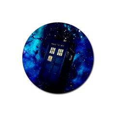 Tardis Doctor Who Space Galaxy Rubber Round Coaster (4 Pack) by Cendanart