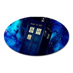 Tardis Doctor Who Space Galaxy Oval Magnet by Cendanart