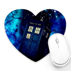 Tardis Doctor Who Space Galaxy Heart Mousepad by Cendanart