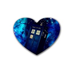 Tardis Doctor Who Space Galaxy Rubber Heart Coaster (4 Pack) by Cendanart