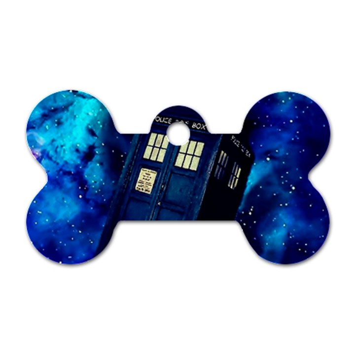 Tardis Doctor Who Space Galaxy Dog Tag Bone (One Side)