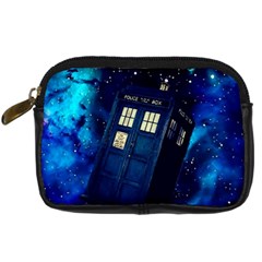 Tardis Doctor Who Space Galaxy Digital Camera Leather Case by Cendanart