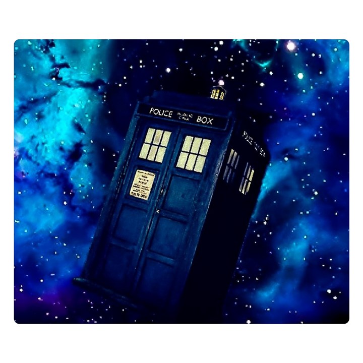 Tardis Doctor Who Space Galaxy Two Sides Premium Plush Fleece Blanket (Small)