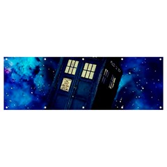 Tardis Doctor Who Space Galaxy Banner And Sign 12  X 4  by Cendanart