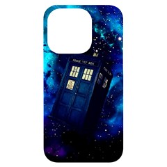 Tardis Doctor Who Space Galaxy Iphone 14 Pro Black Uv Print Case by Cendanart