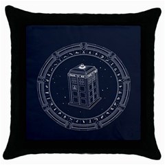 Doctor Who Bbc Tardis Throw Pillow Case (black) by Cendanart