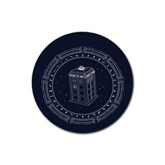 Doctor Who Bbc Tardis Rubber Coaster (round) by Cendanart