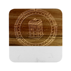 Doctor Who Bbc Tardis Marble Wood Coaster (square) by Cendanart