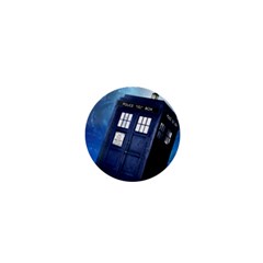 Tardis Doctor Who Space Blue 1  Mini Buttons by Cendanart