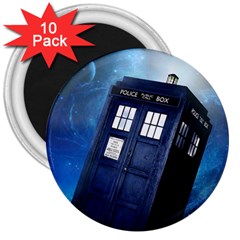 Tardis Doctor Who Space Blue 3  Magnets (10 Pack)  by Cendanart