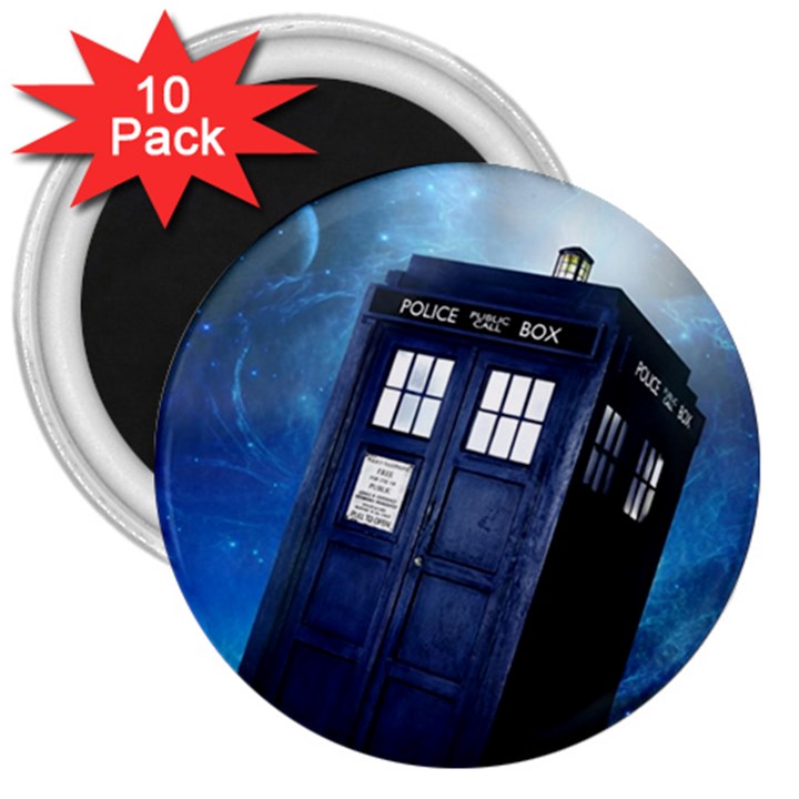 Tardis Doctor Who Space Blue 3  Magnets (10 pack) 