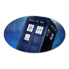 Tardis Doctor Who Space Blue Oval Magnet by Cendanart