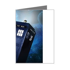 Tardis Doctor Who Space Blue Mini Greeting Card by Cendanart