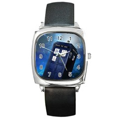 Tardis Doctor Who Space Blue Square Metal Watch by Cendanart