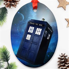 Tardis Doctor Who Space Blue Oval Ornament (two Sides)