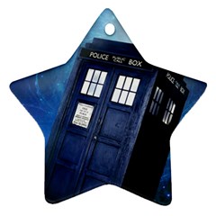 Tardis Doctor Who Space Blue Star Ornament (two Sides) by Cendanart