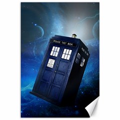 Tardis Doctor Who Space Blue Canvas 12  X 18  by Cendanart