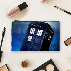 Tardis Doctor Who Space Blue Cosmetic Bag (medium) by Cendanart