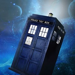 Tardis Doctor Who Space Blue Play Mat (square) by Cendanart