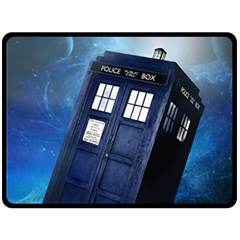 Tardis Doctor Who Space Blue Two Sides Fleece Blanket (large) by Cendanart