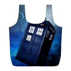 Tardis Doctor Who Space Blue Full Print Recycle Bag (l) by Cendanart