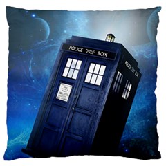 Tardis Doctor Who Space Blue Standard Premium Plush Fleece Cushion Case (two Sides) by Cendanart