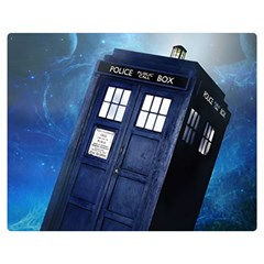 Tardis Doctor Who Space Blue Two Sides Premium Plush Fleece Blanket (medium) by Cendanart