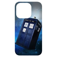 Tardis Doctor Who Space Blue Iphone 14 Pro Black Uv Print Case by Cendanart